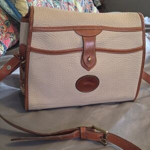 Dooney & Bourke Pebble Leather Crossbody - Cream with Brown Trim